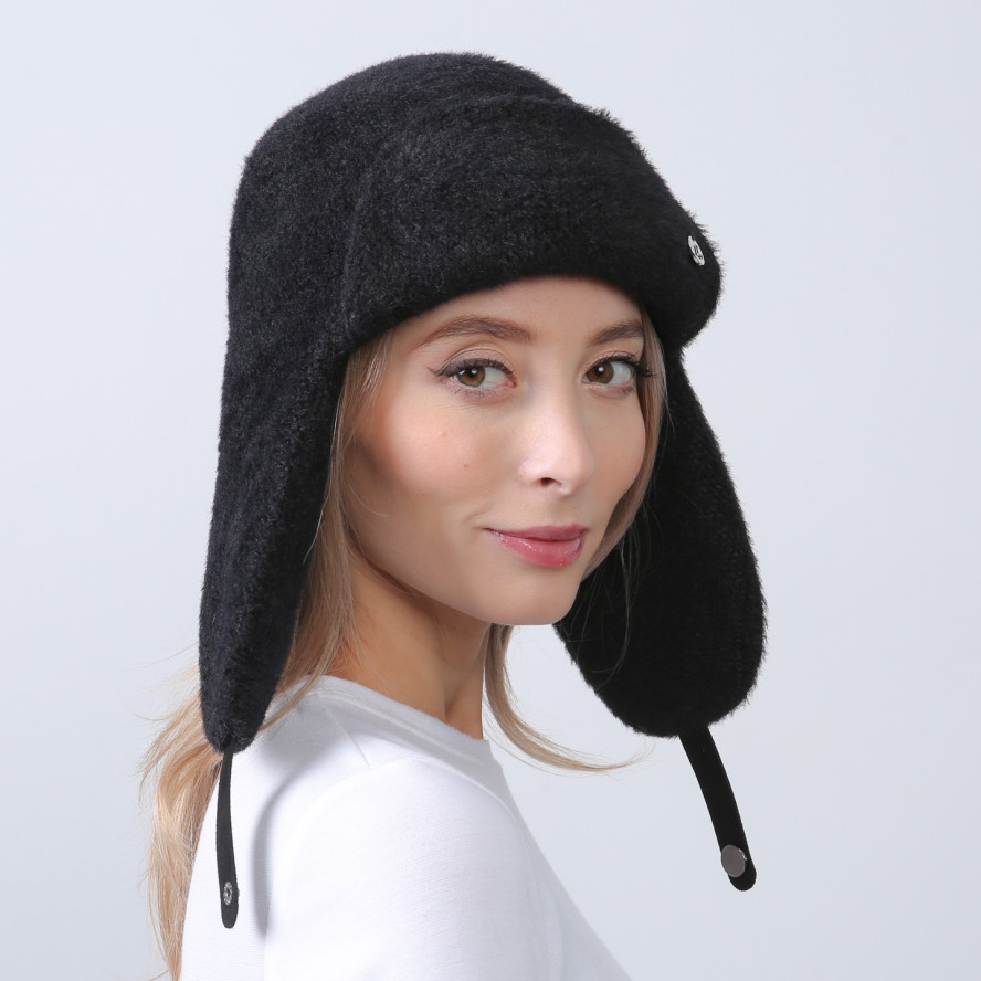 Шапка ушанка женская полиэстер черная ШЕРУ 674-202, фото 5