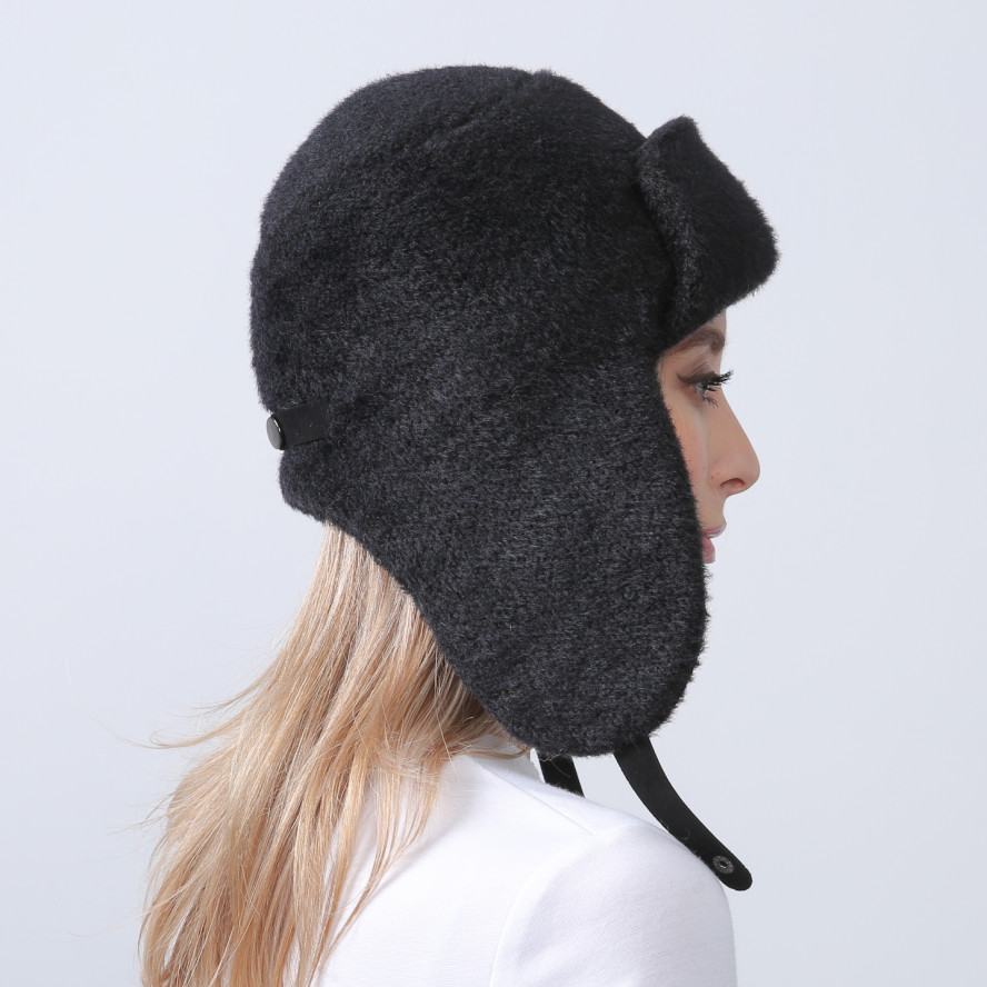 Шапка ушанка женская полиэстер черная ШЕРУ 674-202, фото 6
