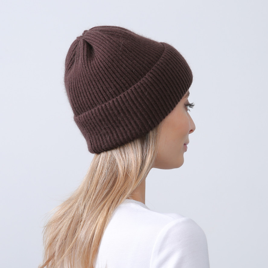 Шапка біні жіноча вовна коричнева ІЛАРІЯ 676-060, фото 4