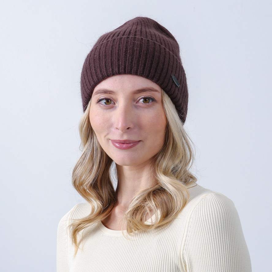 Шапка біні жіноча вовна коричнева FREDERICK 676-107, фото 3