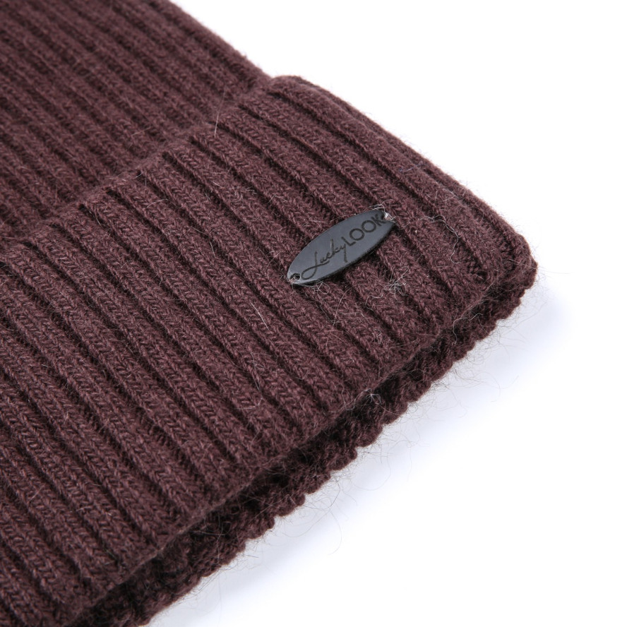 Шапка біні жіноча вовна коричнева FREDERICK 676-107, фото 2