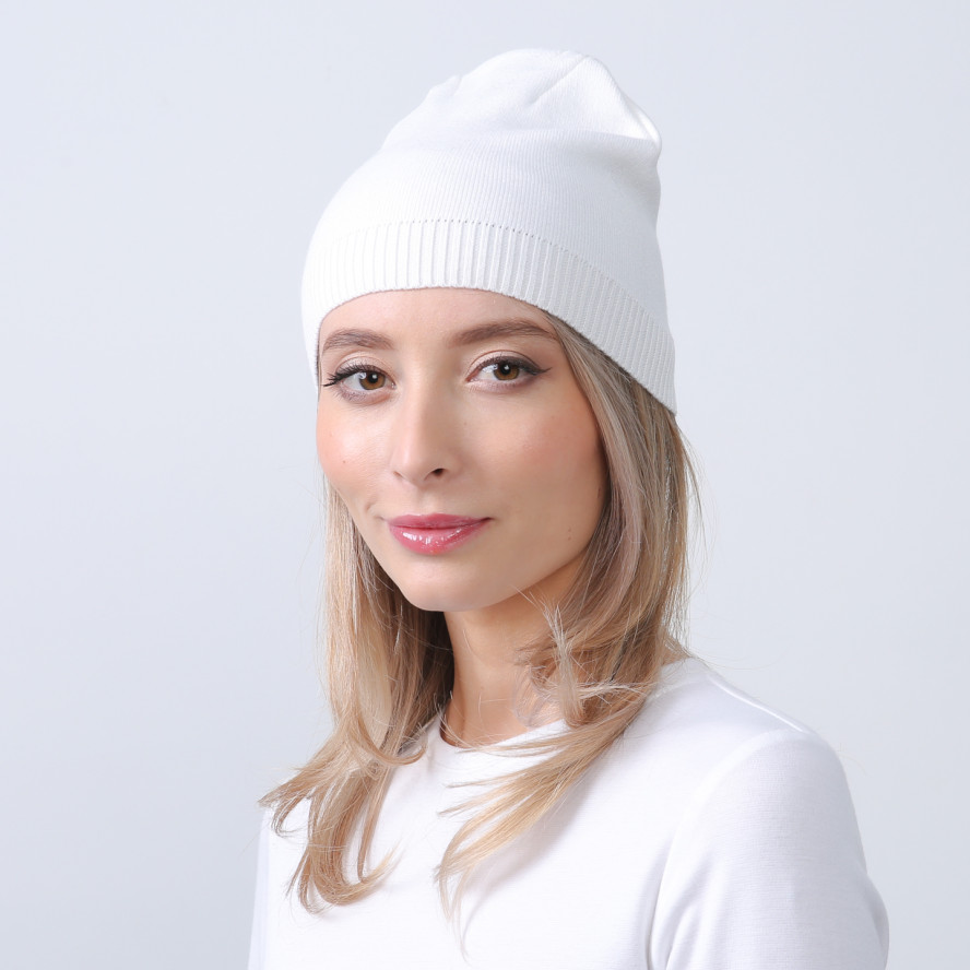 Шапка біні жіноча віскоза біла LUMINA 712-713, фото 3