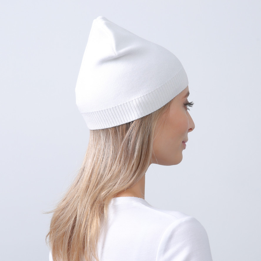 Шапка біні жіноча віскоза біла LUMINA 712-713, фото 4