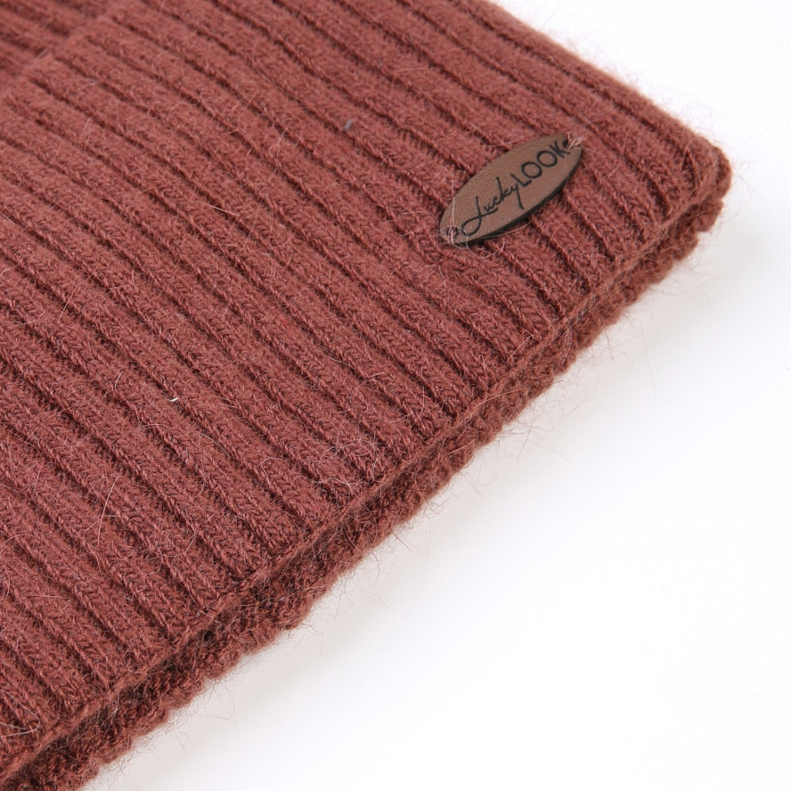 Шапка біні жіноча вовна коричнева MAELYS 843-851, фото 2