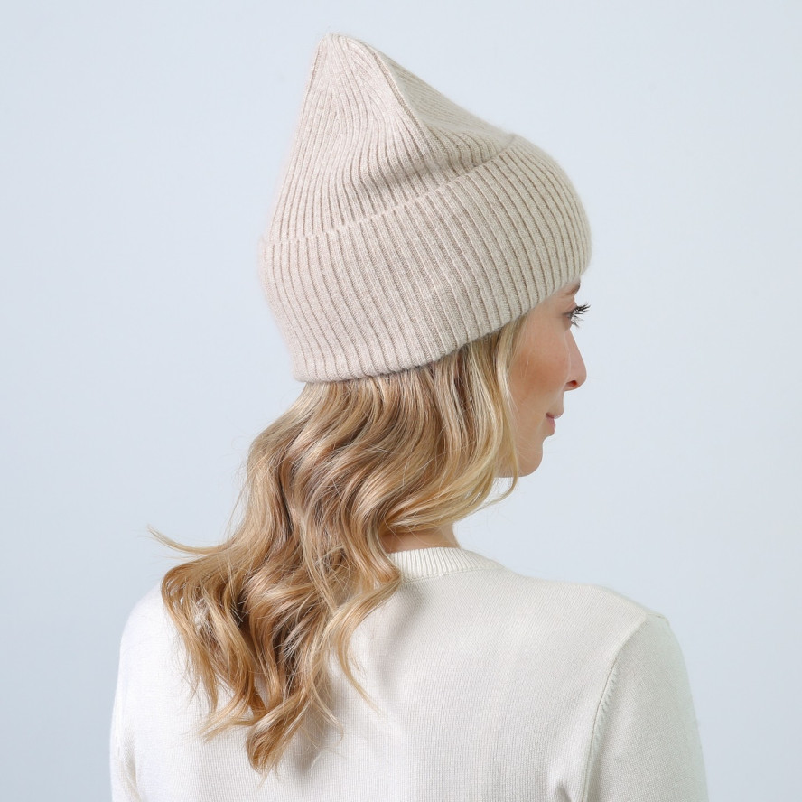 Шапка бини женская шерсть бежевая MAELYS 843-875, фото 4