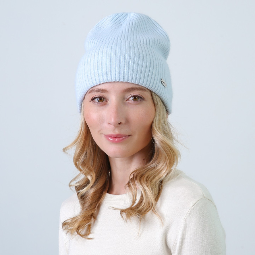 Шапка біні жіноча вовна блакитна MAELYS 843-882, фото 3
