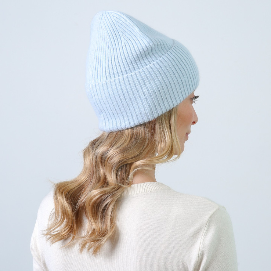 Шапка біні жіноча вовна блакитна MAELYS 843-882, фото 4
