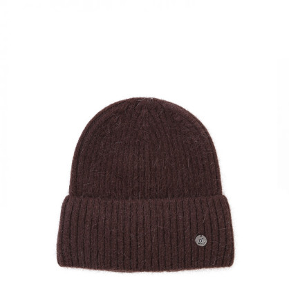 Шапка біні жіноча ангора коричнева СІНЕРА 843-936