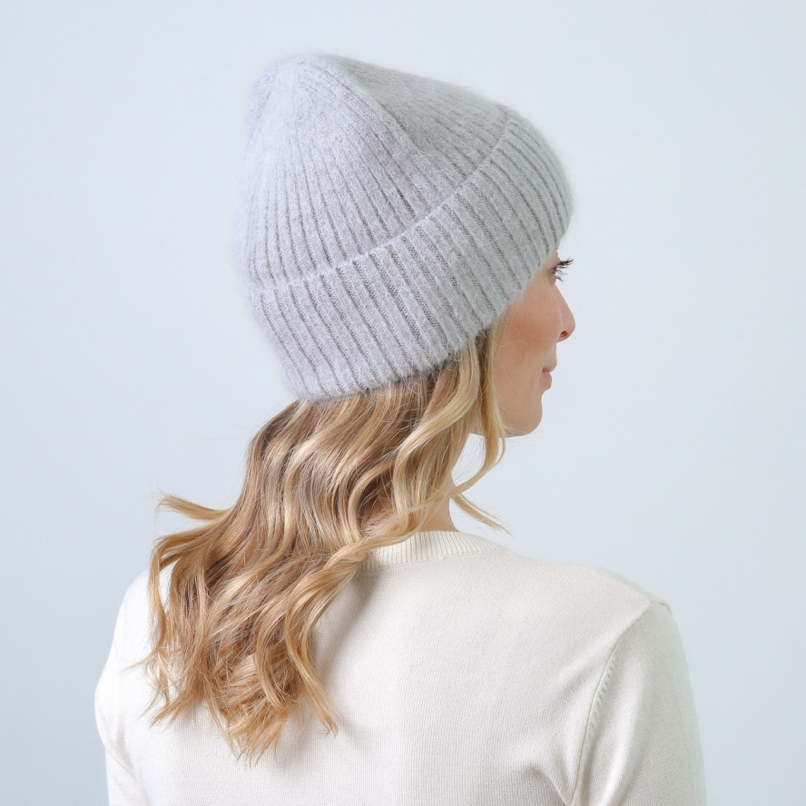 Шапка бини женская ангора серая СИНЕРА 843-943, фото 4