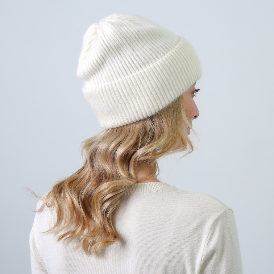 Шапка біні жіноча вовна біла ІЛАРІЯ 847-651, фото 4