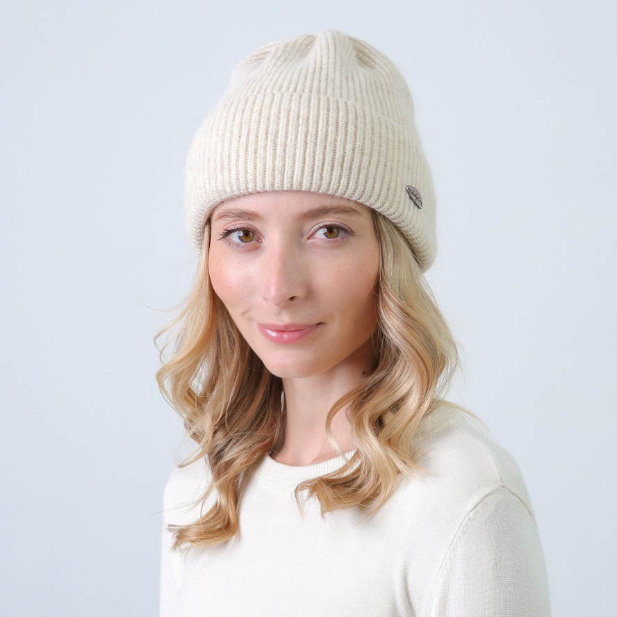 Шапка біні жіноча вовна бежева ІЛАРІЯ 847-668, фото 3