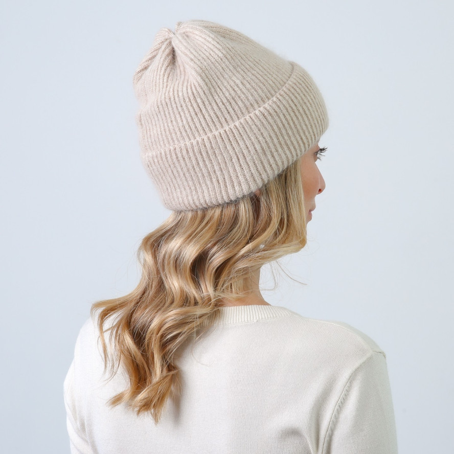 Шапка біні жіноча вовна бежева ІЛАРІЯ 484-675, фото 4