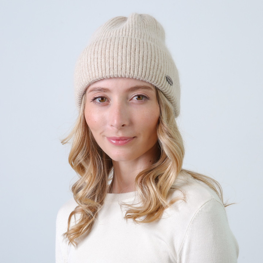 Шапка біні жіноча вовна бежева ІЛАРІЯ 484-675, фото 3