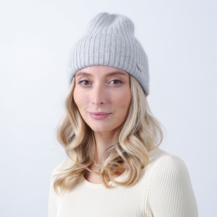 Шапка бини женская шерсть серая HARRIS 856-707, фото 3