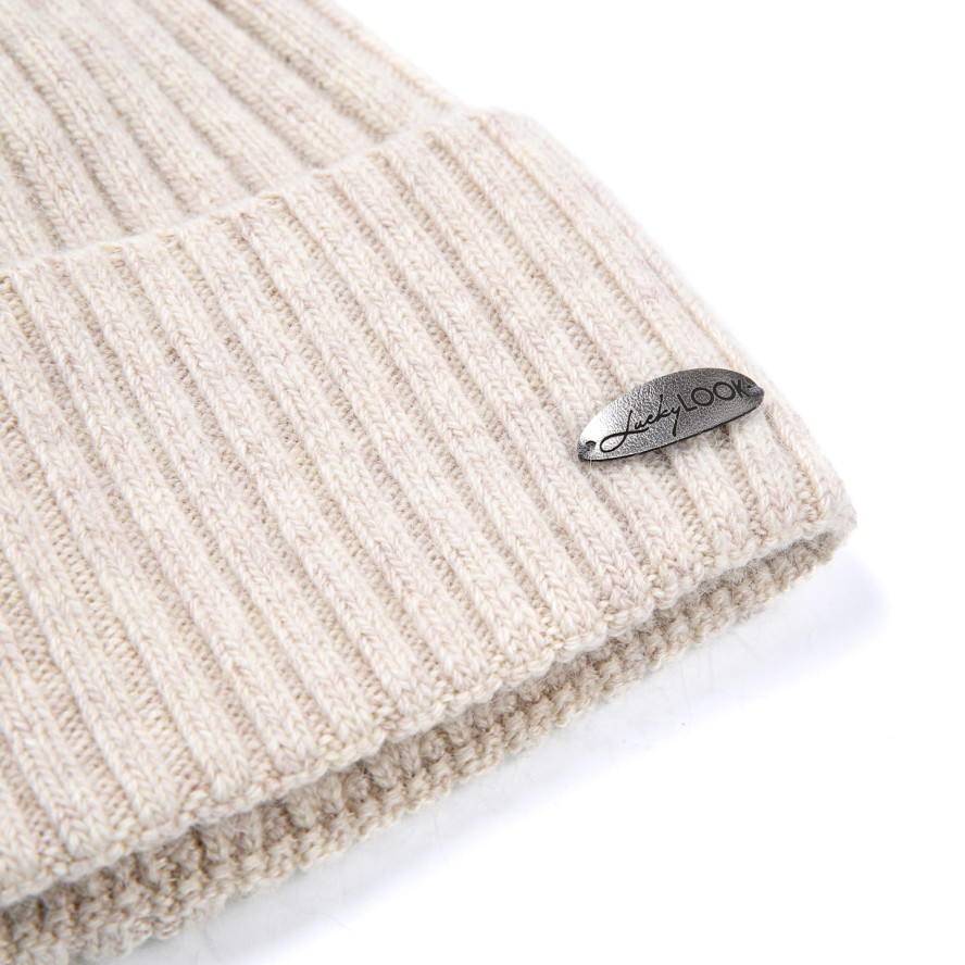 Шапка біні жіноча вовна бежева HARRIS 856-721, фото 2