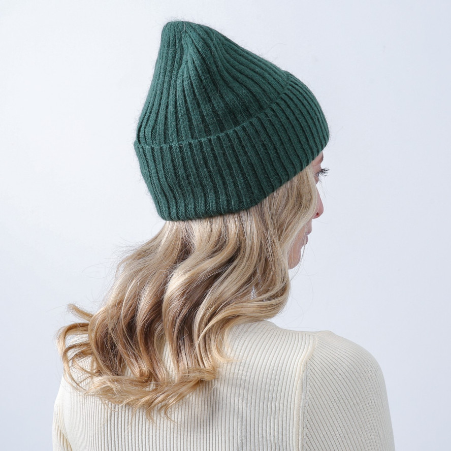 Шапка біні жіноча вовна зелена HARRIS 856-738, фото 4