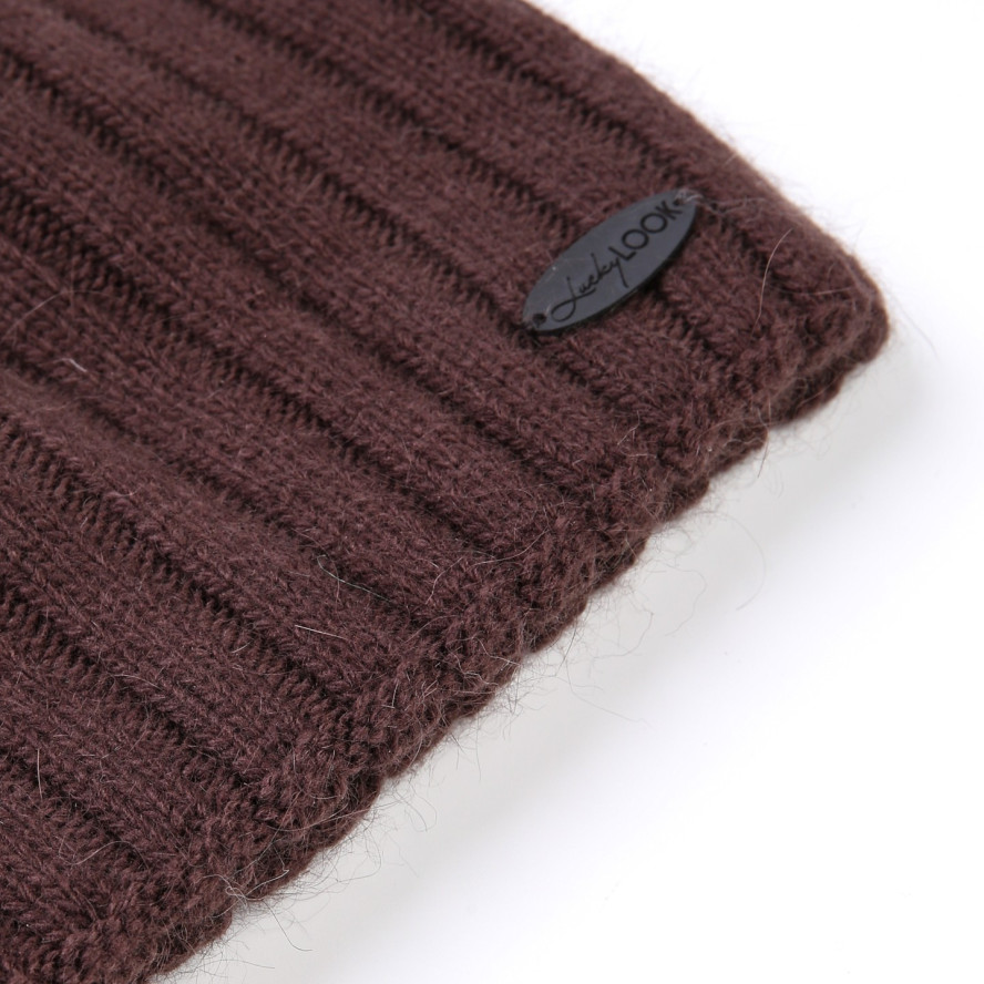 Шапка ковпак жіноча вовна коричнева LIORA 857-582, фото 2