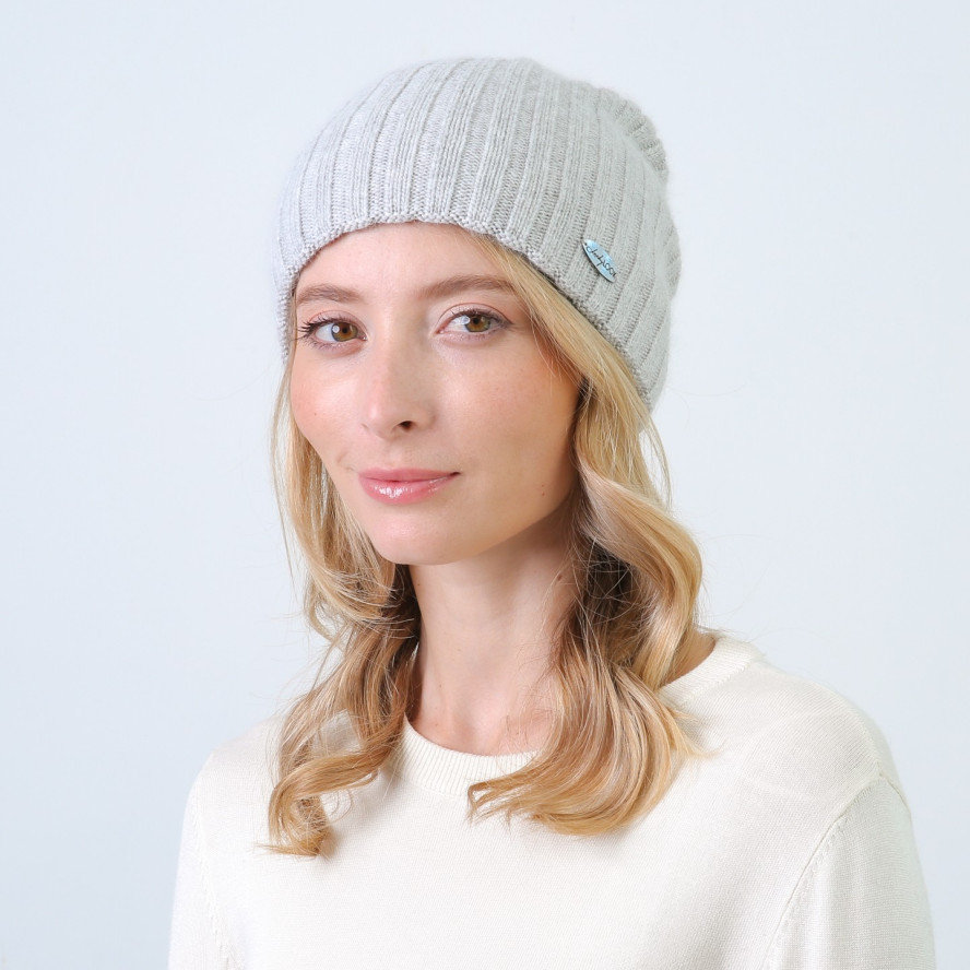 Шапка ковпак жіноча вовна сіра LIORA 857-599, фото 3