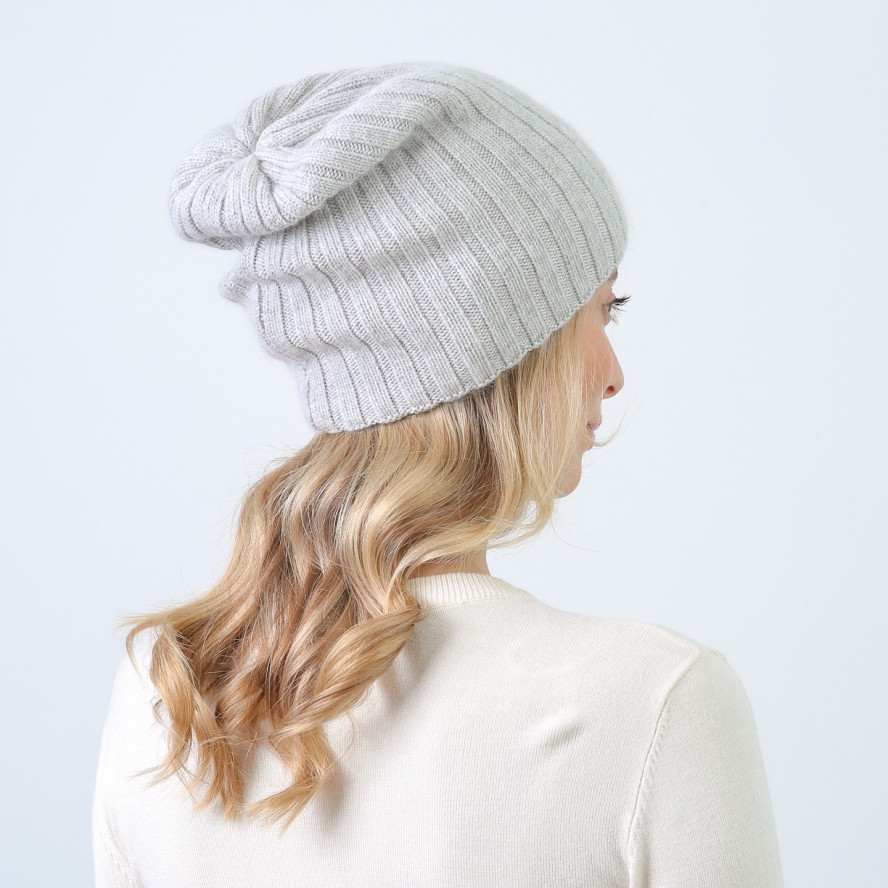 Шапка ковпак жіноча вовна сіра LIORA 857-599, фото 4