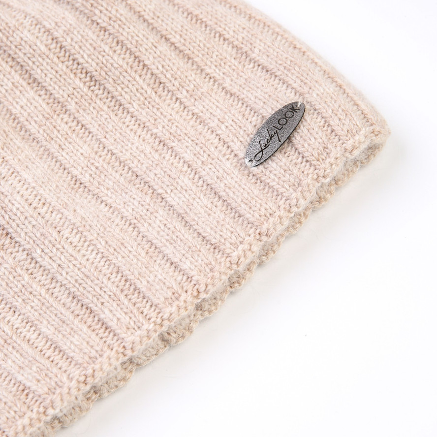 Шапка ковпак жіноча вовна бежева LIORA 857-605, фото 2