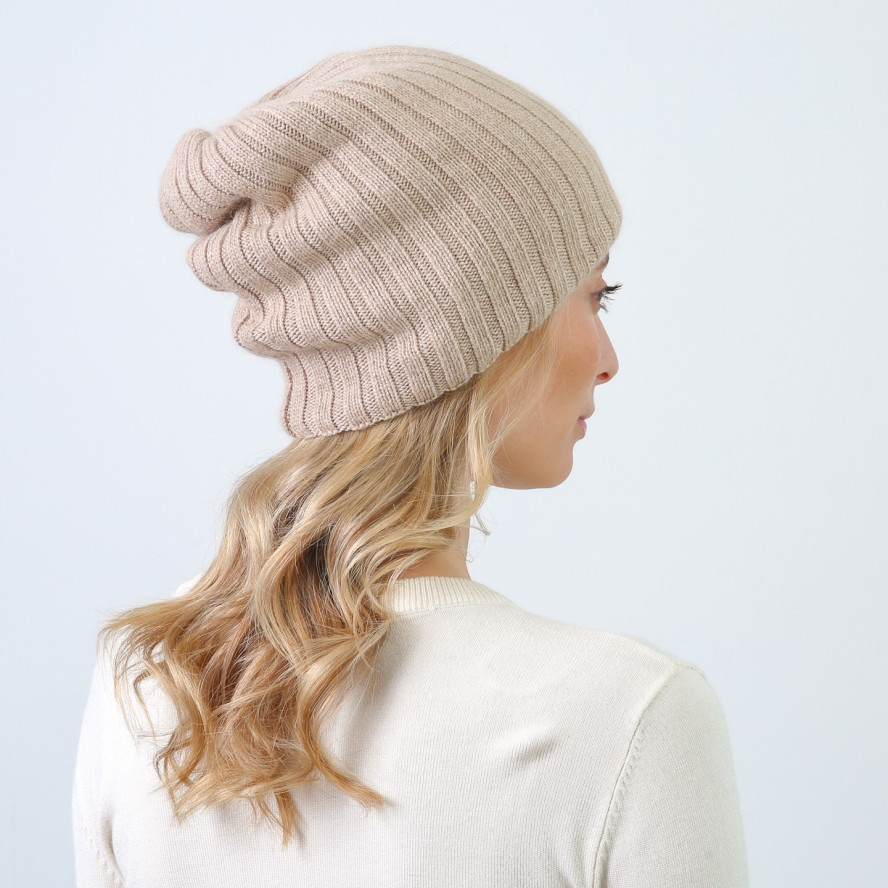 Шапка ковпак жіноча вовна бежева LIORA 857-612, фото 4