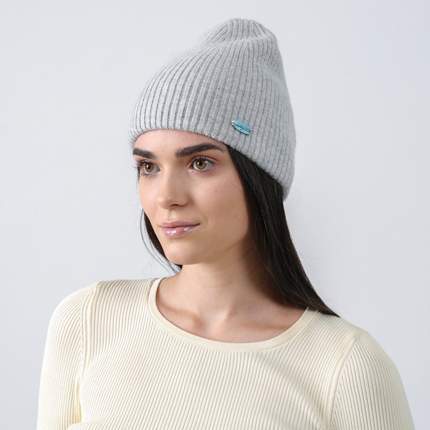 Шапка біні жіноча вовна сіра ЯРЕМА 857-629, фото 3