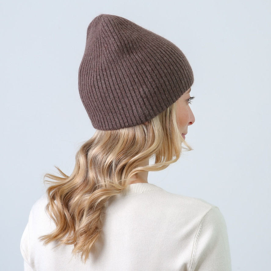 Шапка біні жіноча вовна коричнева ЯРЕМА 857-643, фото 4