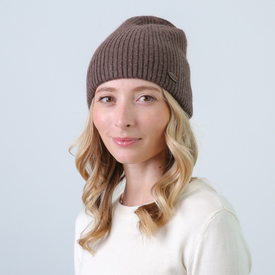 Шапка біні жіноча вовна коричнева ЯРЕМА 857-643, фото 3