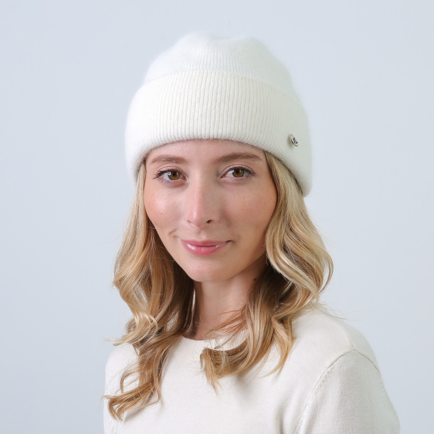 Шапка по голові жіноча віскоза з ангорою біла ФІОНА 863-767, фото 3