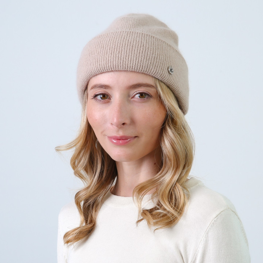 Шапка по голові жіноча віскоза з ангорою бежева ФІОНА 863-774, фото 3