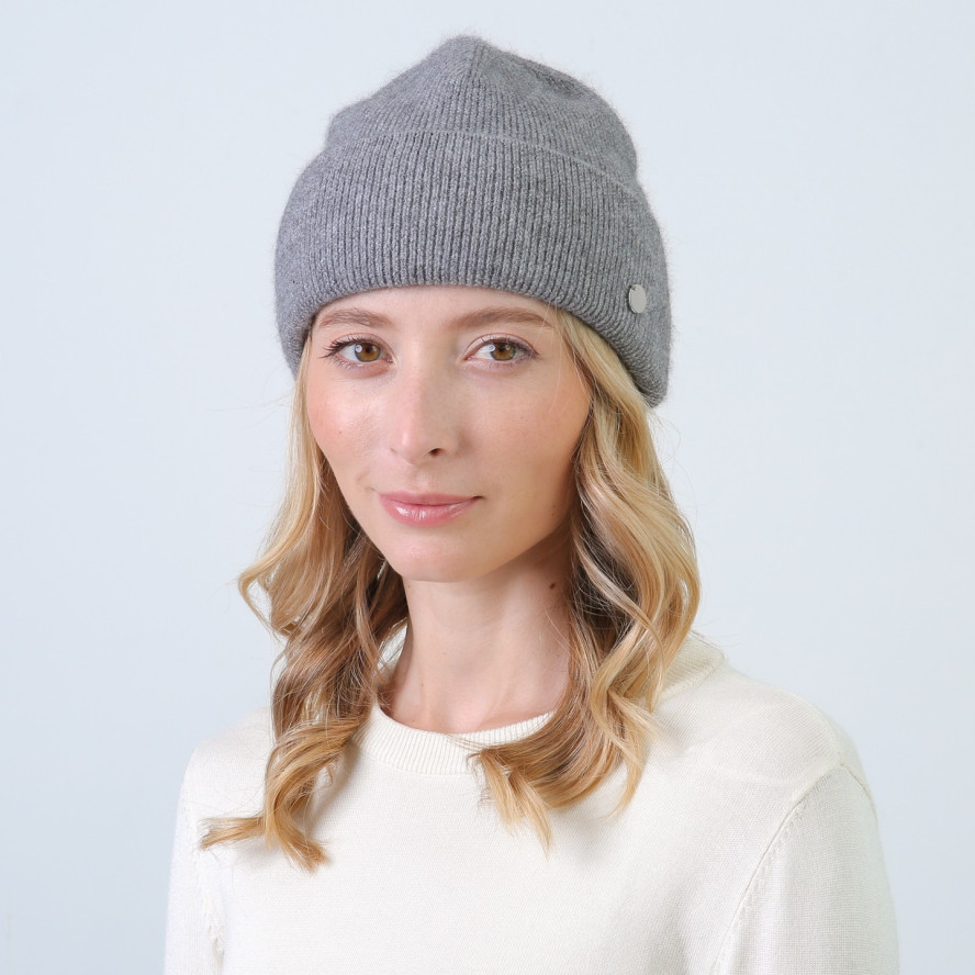 Шапка по голові жіноча віскоза з ангорою сіра ФІОНА 863-781, фото 3