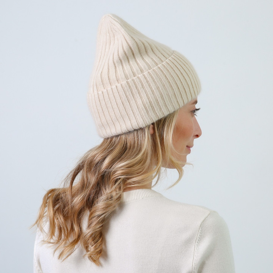 Шапка біні жіноча віскоза з ангорою молочна ВЕЛМА 863-835, фото 4