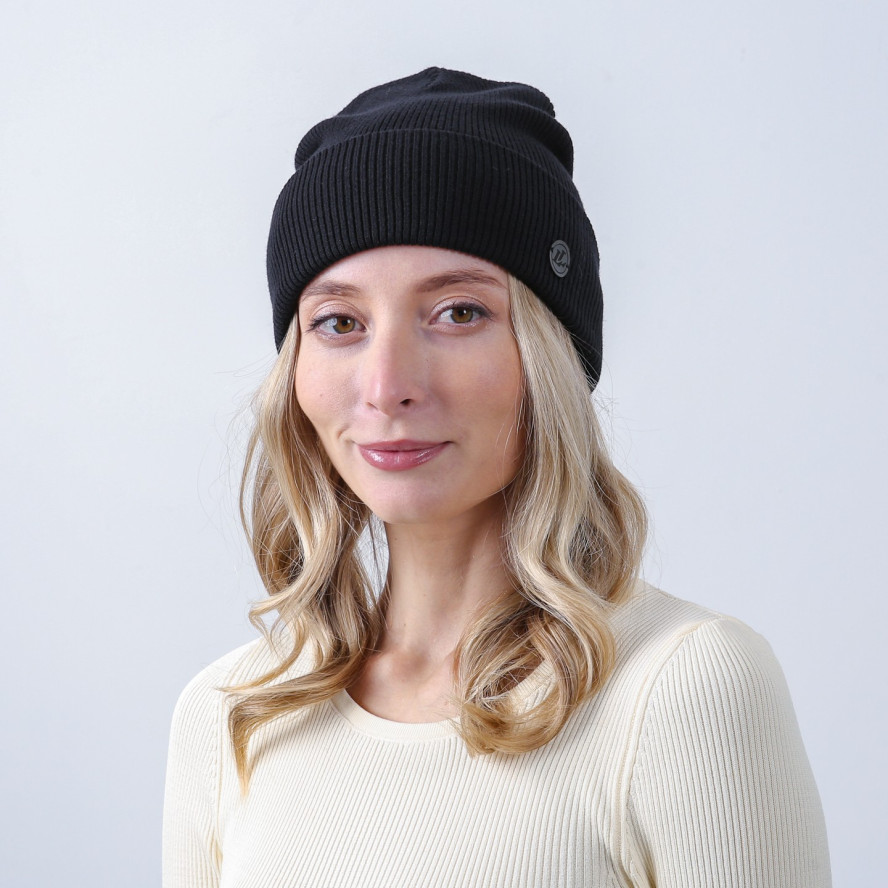 Шапка біні жіноча віскоза чорна ГОУП 863-873, фото 3