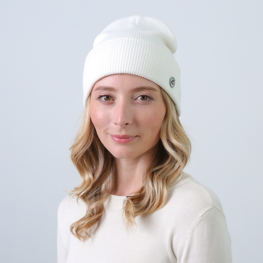 Шапка біні жіноча віскоза біла ГОУП 863-880, фото 3