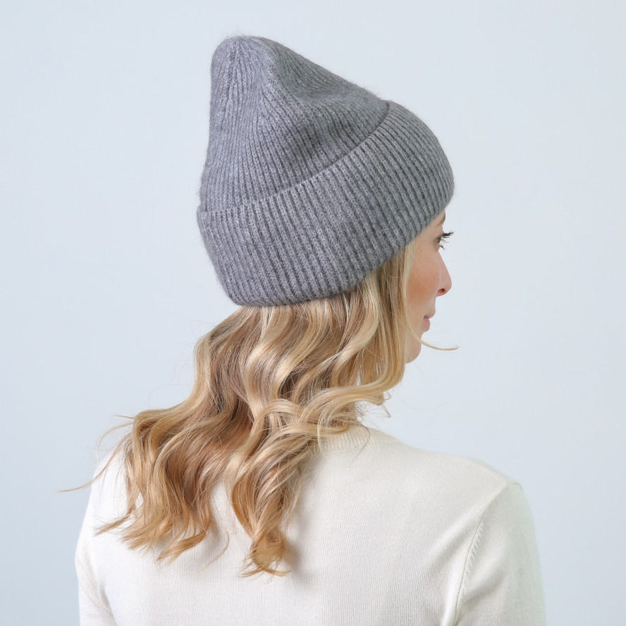 Шапка біні жіноча віскоза з ангорою сіра МОРТІША 863-941, фото 4