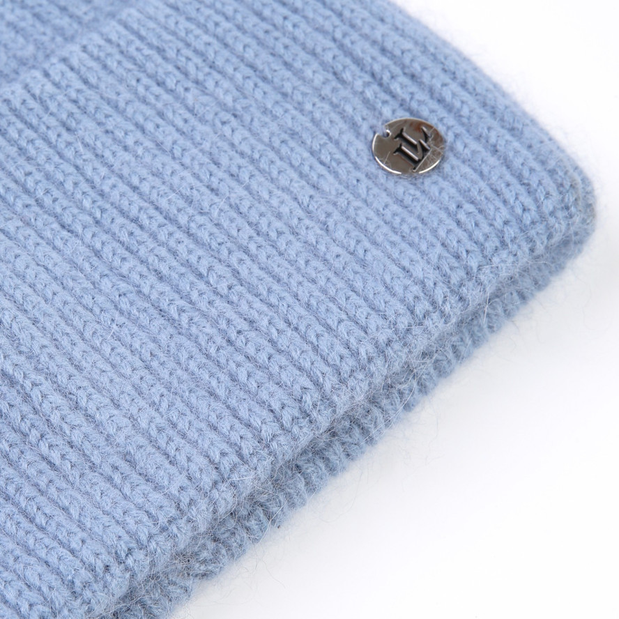 Шапка біні жіноча віскоза з ангорою блакитна МОРТІША 863-958, фото 2