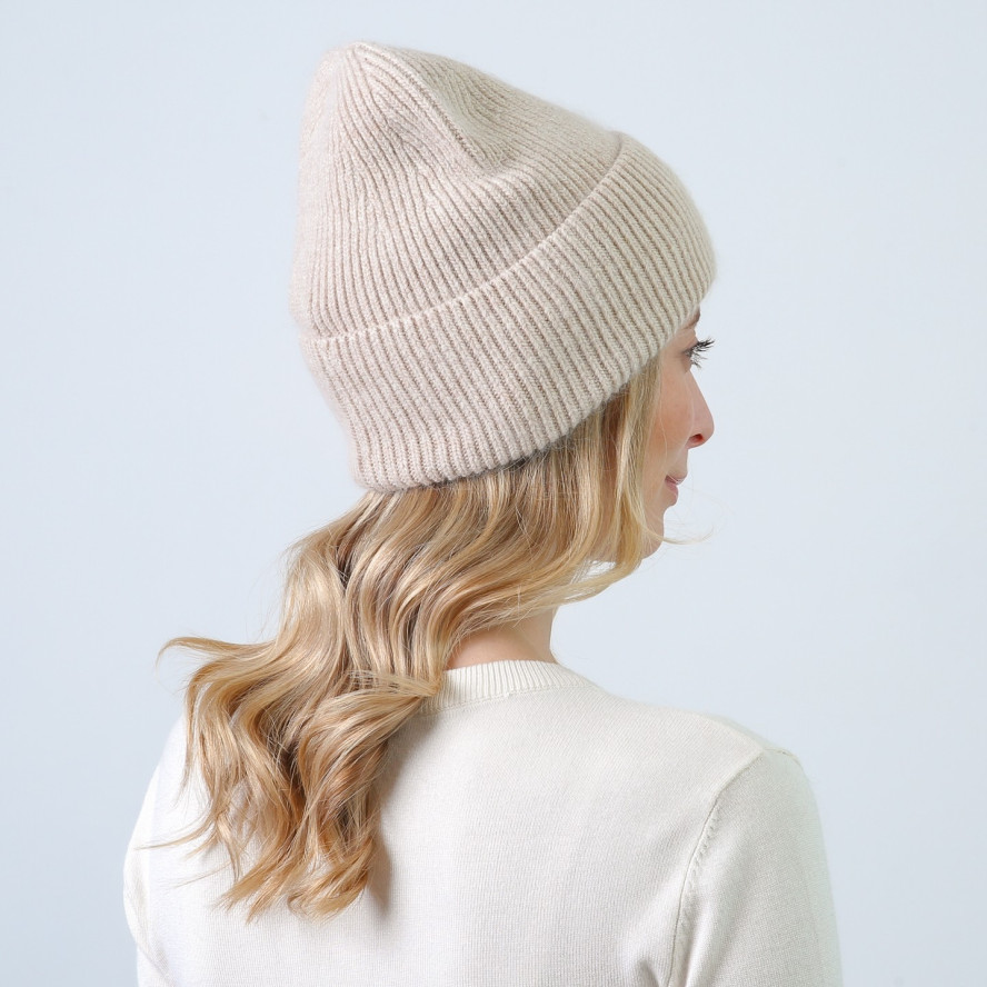 Шапка біні жіноча вовна бежева НАЛА 863-996, фото 4