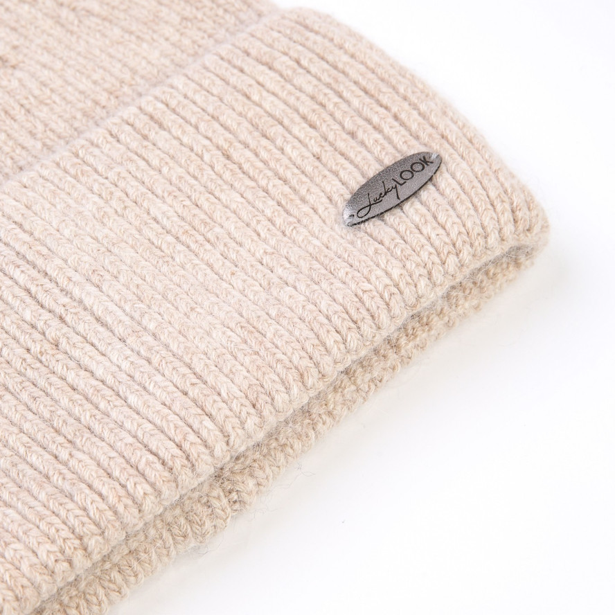 Шапка біні жіноча вовна бежева НАЛА 863-996, фото 2
