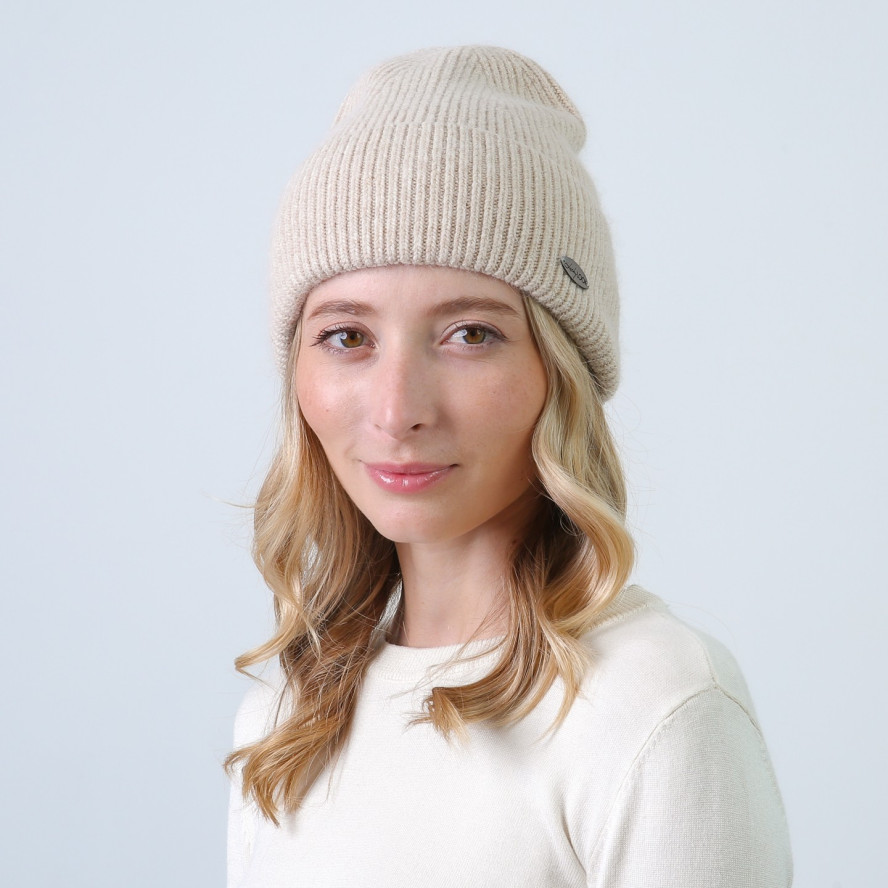 Шапка біні жіноча вовна бежева НАЛА 863-996, фото 3