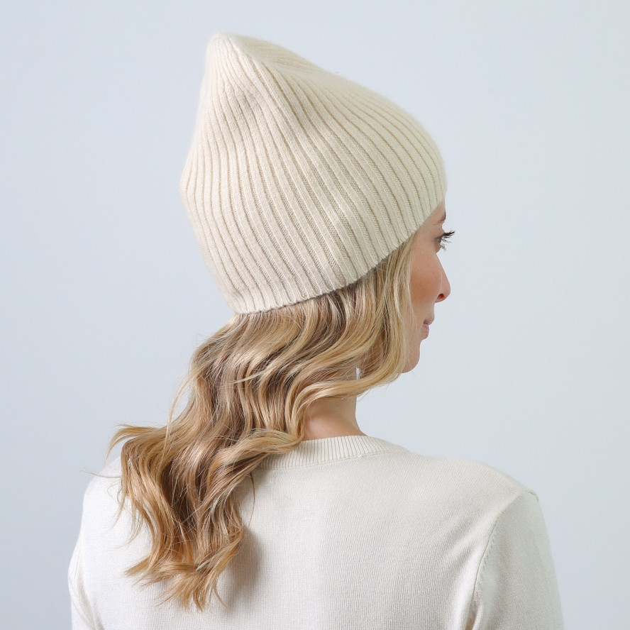 Шапка біні жіноча віскоза з ангорою молочна ТРИНІТІ 864-023, фото 4