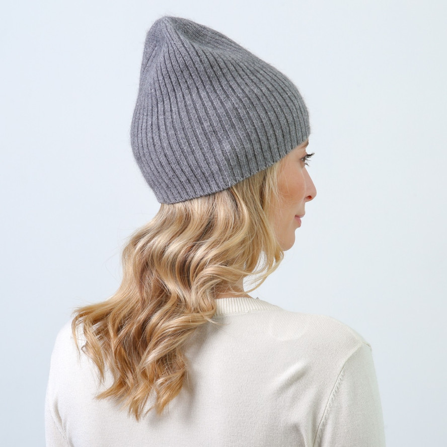 Шапка біні жіноча віскоза з ангорою сіра ТРИНІТІ 864-030, фото 4