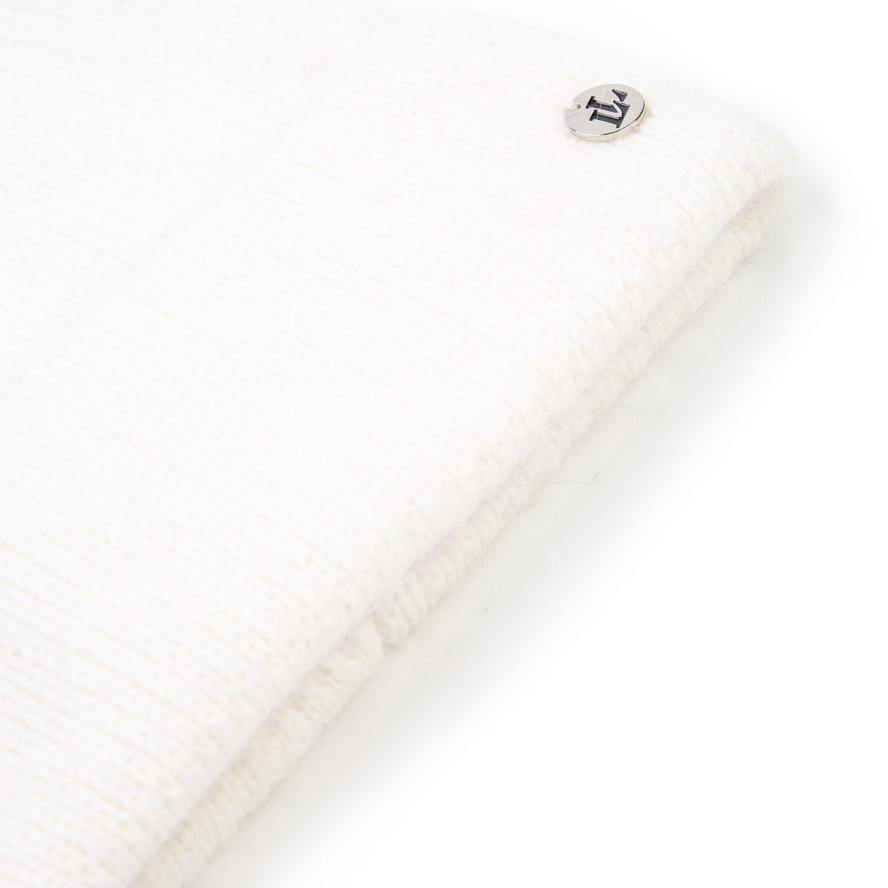 Шапка біні з вушками жіноча віскоза з ангорою біла ДАНАЯ 873-414, фото 2