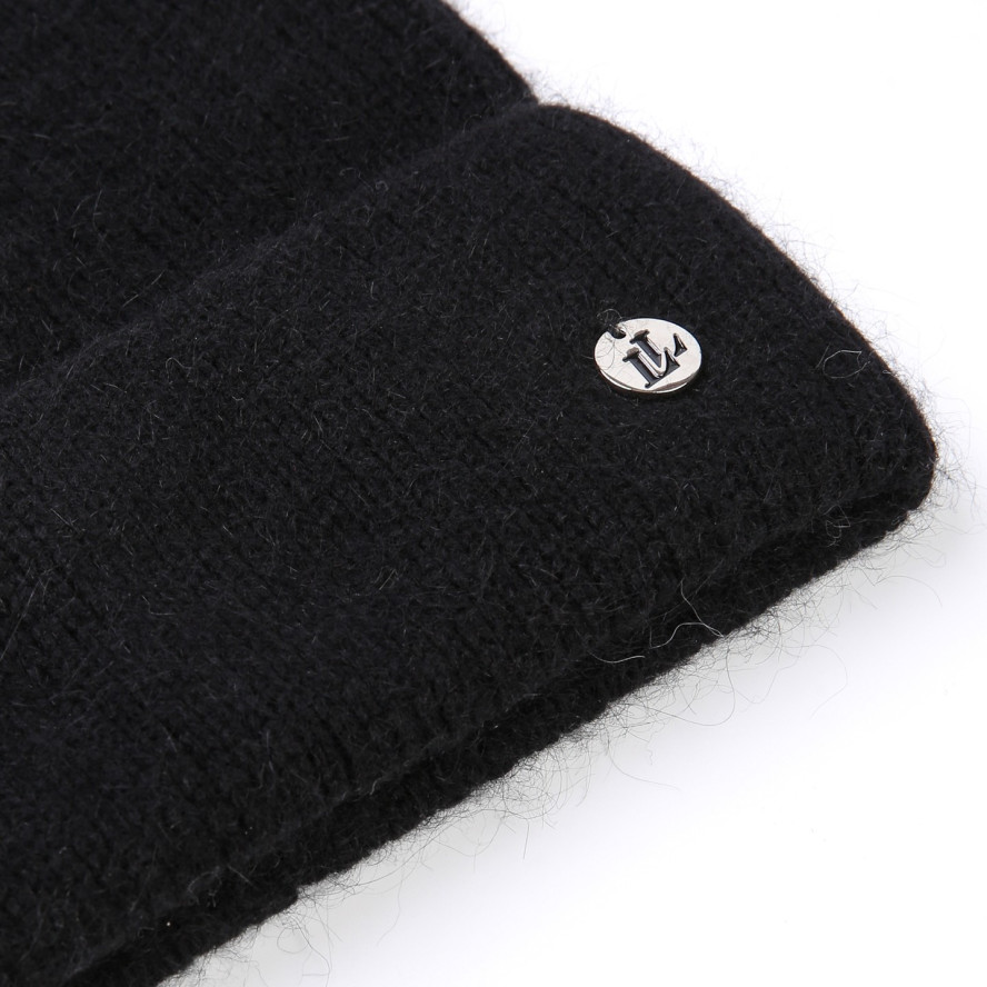 Шапка бини с ушками женская вискоза с ангорой черная ДАНАЯ 873-438, фото 2