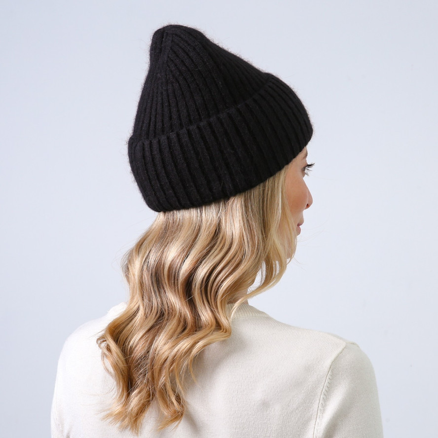 Шапка біні жіноча віскоза з ангорою чорна КАМАРІ 873-483, фото 4