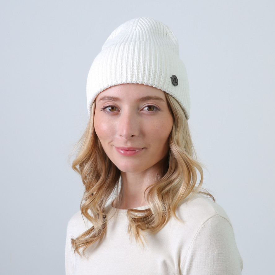Шапка біні жіноча бавовна біла МАВКА 873-490, фото 3