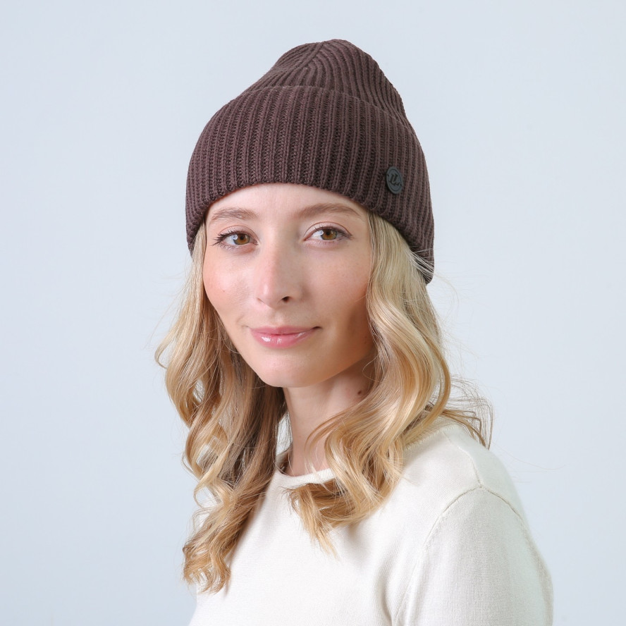 Шапка біні жіноча бавовна коричнева МАВКА 873-506, фото 3
