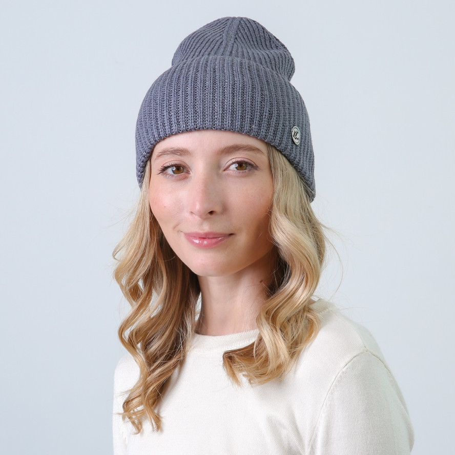 Шапка бини женская хлопок серая МАВКА 873-513, фото 3