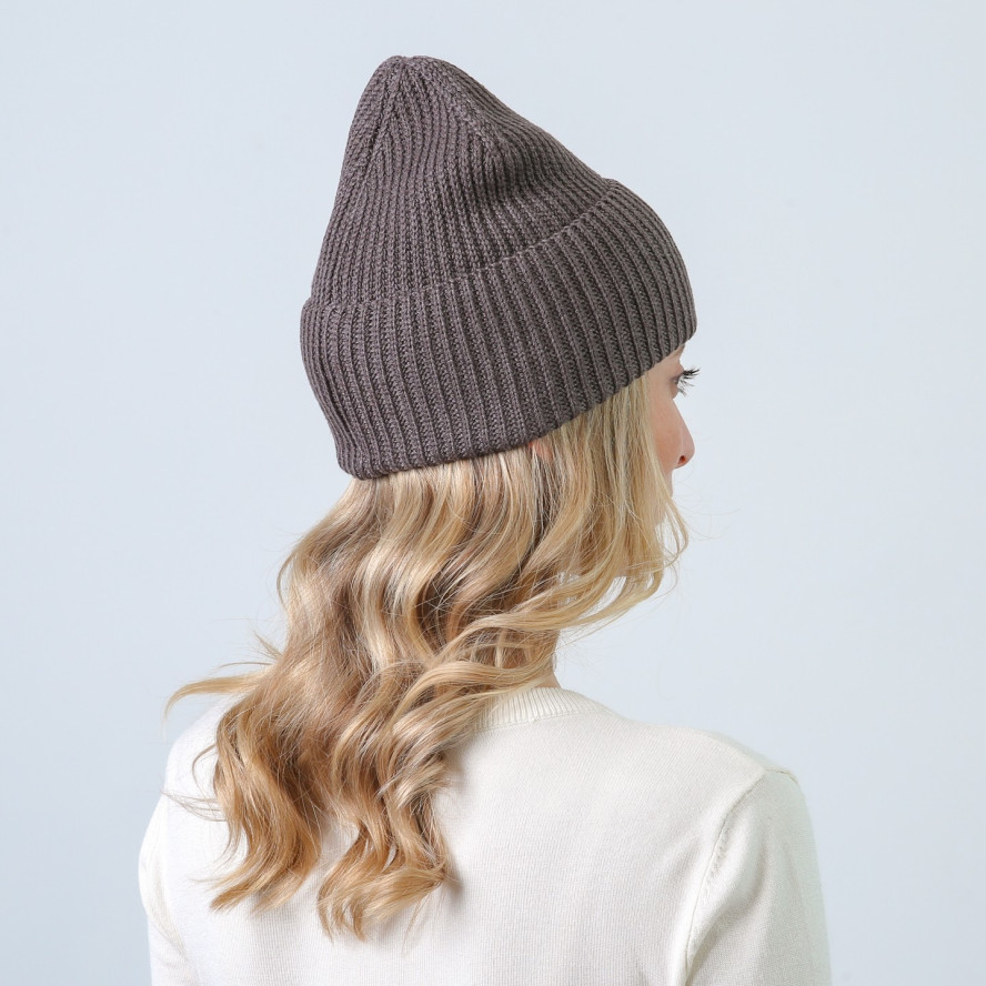 Шапка бини женская хлопок коричневая МАВКА 873-520, фото 4