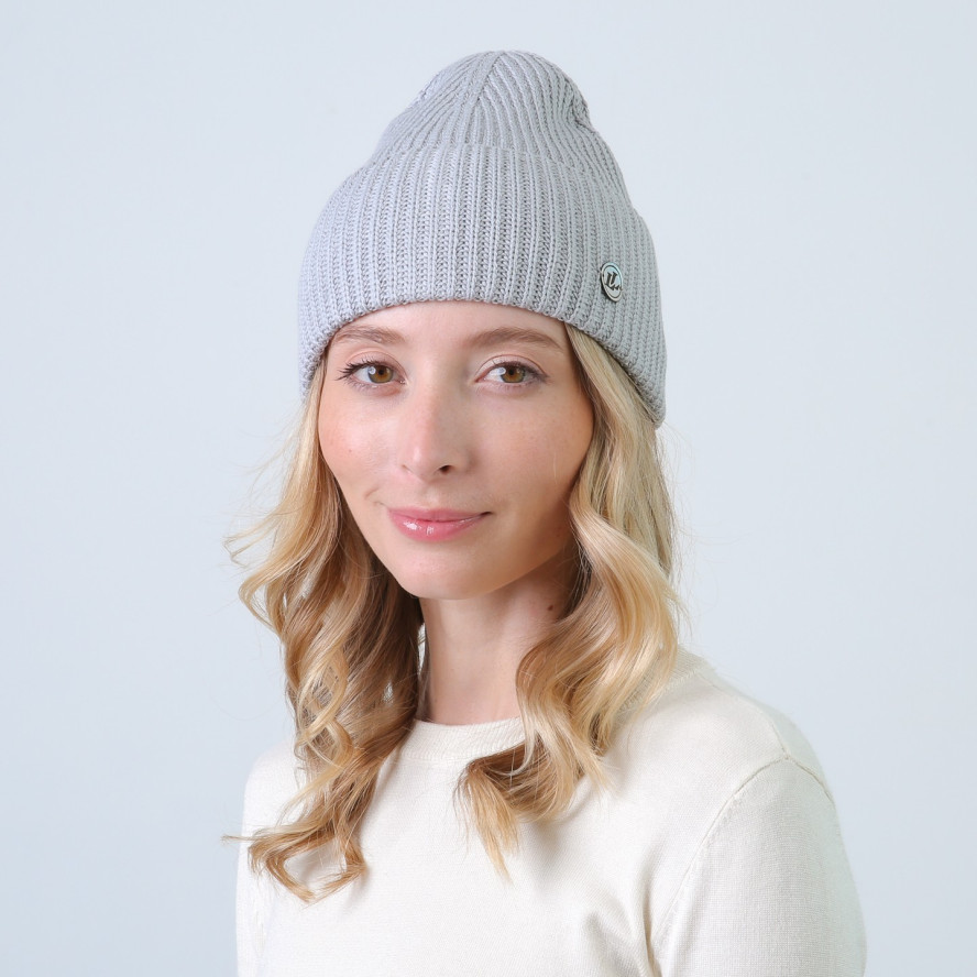Шапка біні жіноча бавовна сіра МАВКА 873-537, фото 3