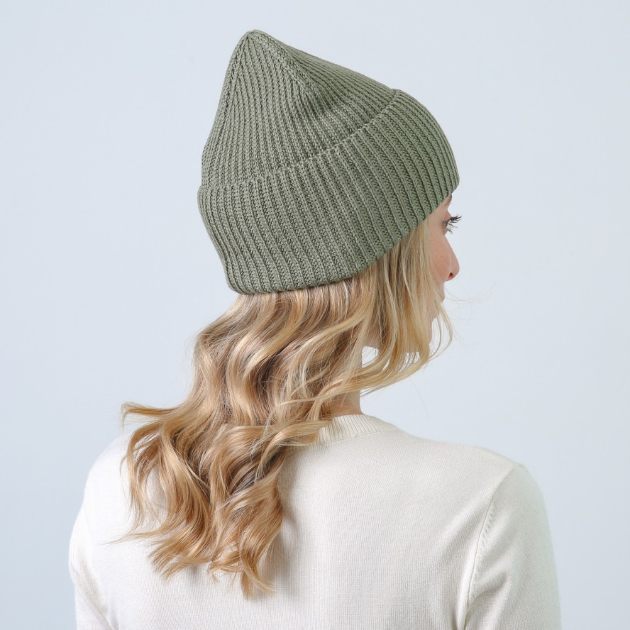 Шапка бини женская хлопок зеленая МАВКА 873-568, фото 4